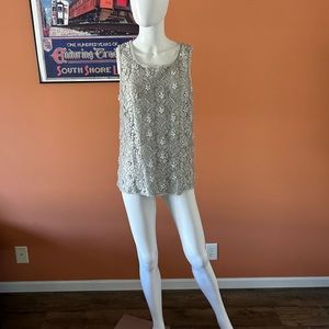 VINTAGE CERVELLE silvery embellished dressy sleeveless blouse